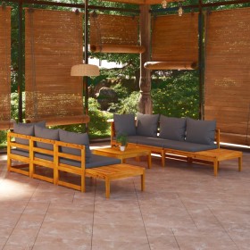 Set muebles de jardín 5 pzas cojines gris oscuro madera acacia de vidaXL, Conjuntos de jardín - Ref: Foro24-3087275, Precio: ...