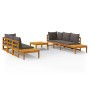 Garden furniture set 5 pieces with dark gray acacia wood cushions by vidaXL, Garden sets - Ref: Foro24-3087275, Price: 674,50...