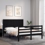 Estructura de cama con cabecero madera maciza negro 140x200 cm de vidaXL, Camas y somieres - Ref: Foro24-3194510, Precio: 167...