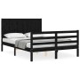 Estructura de cama con cabecero madera maciza negro 140x200 cm de vidaXL, Camas y somieres - Ref: Foro24-3194510, Precio: 167...