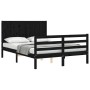 Estructura de cama con cabecero madera maciza negro 140x200 cm de vidaXL, Camas y somieres - Ref: Foro24-3194510, Precio: 167...