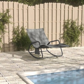 Steel and gray textilene sun lounger by vidaXL, Loungers - Ref: Foro24-317592, Price: 89,82 €, Discount: %