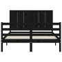 Estructura de cama con cabecero madera maciza negro 140x200 cm de vidaXL, Camas y somieres - Ref: Foro24-3194510, Precio: 167...