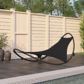 Rocking sun lounger with steel frame and black textilene fabric, equipped with wheels. by vidaXL, Loungers - Ref: Foro24-3176...