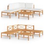 Garden furniture set 6 pieces teak wood and cream cushions by vidaXL, Garden sets - Ref: Foro24-3087192, Price: 514,56 €, Dis...