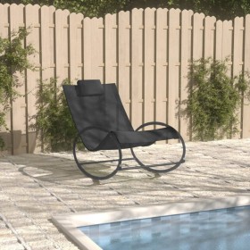 Lounger with steel pillow and black textilene by vidaXL, Loungers - Ref: Foro24-317583, Price: 73,99 €, Discount: %