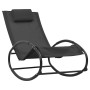 Lounger with steel pillow and black textilene by vidaXL, Loungers - Ref: Foro24-317583, Price: 72,99 €, Discount: %