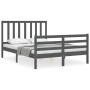 Gray solid wood bed frame with headboard 140x190 cm by vidaXL, Beds and slatted bases - Ref: Foro24-3193838, Price: 157,32 €,...