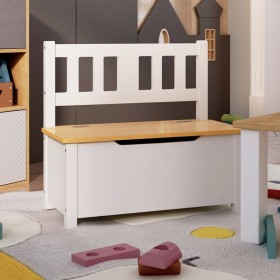 Banco de almacenaje para niños MDF blanco y beige 60x30x55 cm de vidaXL, muebles para bebés y niños pequeños - Ref: Foro24-10...