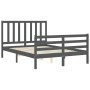 Gray solid wood bed frame with headboard 140x190 cm by vidaXL, Beds and slatted bases - Ref: Foro24-3193838, Price: 157,32 €,...