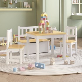 Mesa y sillas infantiles 4 piezas MDF blanco y beige de vidaXL, muebles para bebés y niños pequeños - Ref: Foro24-10412, Prec...