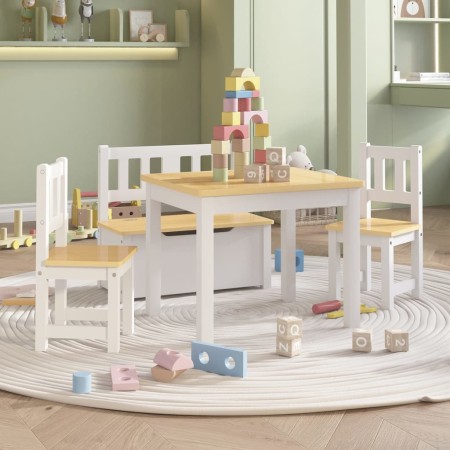 Children's table and chairs 4 pieces white and beige MDF by vidaXL, Baby and Toddler Furniture Sets - Ref: Foro24-10412, Pric...