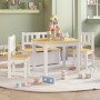 Kindertisch und Stühle 4 Stück weiß und beige MDF von vidaXL, Möbelsets für Babys und Kleinkinder - Ref: Foro24-10412, Preis:...