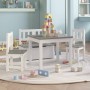 Kindertisch und Stühle 4 Stück MDF weiß und grau von vidaXL, Möbelsets für Babys und Kleinkinder - Ref: Foro24-10411, Preis: ...