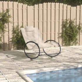 Sun lounger with cream-colored steel frame and textilene pillow. by vidaXL, Loungers - Ref: Foro24-317585, Price: 73,39 €, Di...