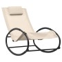 Sun lounger with cream-colored steel frame and textilene pillow. by vidaXL, Loungers - Ref: Foro24-317585, Price: 73,39 €, Di...