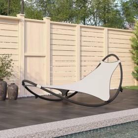 Rocking lounger with steel wheels and cream textilene fabric by vidaXL, Loungers - Ref: Foro24-317605, Price: 89,65 €, Discou...