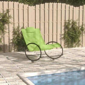 Lounger with steel pillow and green textilene by vidaXL, Loungers - Ref: Foro24-317586, Price: 73,00 €, Discount: %