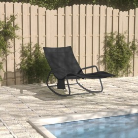 Black steel and textilene sun lounger by vidaXL, Loungers - Ref: Foro24-317591, Price: 53,85 €, Discount: %