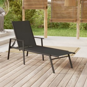 Steel and black textilene fabric sun lounger by vidaXL, Loungers - Ref: Foro24-317595, Price: 110,99 €, Discount: %