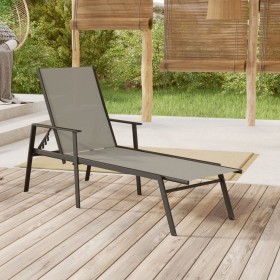 Steel and gray textilene fabric sun lounger by vidaXL, Loungers - Ref: Foro24-317596, Price: 110,74 €, Discount: %