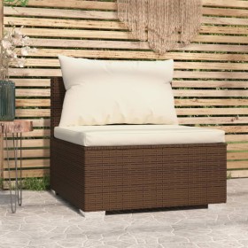 Central garden sofa with brown synthetic rattan cushions by vidaXL, Modular outdoor sofas - Ref: Foro24-317504, Price: 79,92 ...