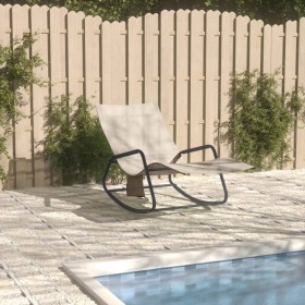 Steel and cream textilene fabric sun lounger by vidaXL, Loungers - Ref: Foro24-317593, Price: 72,99 €, Discount: %