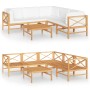 Set de muebles de jardín 6 pzas madera de teca y cojines crema de vidaXL, Conjuntos de jardín - Ref: Foro24-3087218, Precio: ...