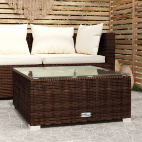 Brown glass synthetic rattan garden center table 60x60x30 cm by vidaXL, Modular outdoor sofas - Ref: Foro24-317502, Price: 11...