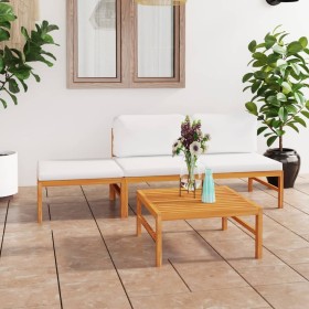 Garden furniture set 4 pieces teak wood and cream cushions by vidaXL, Garden sets - Ref: Foro24-3087248, Price: 294,99 €, Dis...