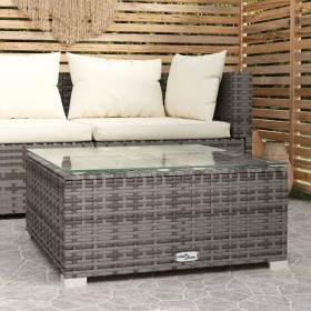 Garten Couchtisch PE Rattan und braunem Glas 60x60x30 cm von vidaXL, Modulare Sofas für den Außenbereich - Ref: Foro24-317513...