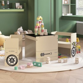 Kindertisch und Stühle, 3-teilig, MDF, Offroad-Auto-Design von vidaXL, Möbelsets für Babys und Kleinkinder - Ref: Foro24-1040...