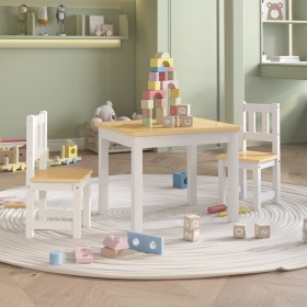 Mesa y silla infantil 3 pzas MDF blanco y beige de vidaXL, muebles para bebés y niños pequeños - Ref: Foro24-10410, Precio: 8...