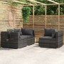 3-teiliges Gartenmöbel-Set und graue synthetische Rattankissen von vidaXL, Modulare Sofas für den Außenbereich - Ref: Foro24-...