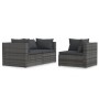 3-teiliges Gartenmöbel-Set und graue synthetische Rattankissen von vidaXL, Modulare Sofas für den Außenbereich - Ref: Foro24-...