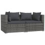 3-teiliges Gartenmöbel-Set und graue synthetische Rattankissen von vidaXL, Modulare Sofas für den Außenbereich - Ref: Foro24-...