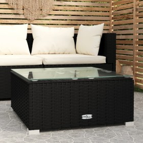 Mesa de jardín ratán sintético y vidrio negra 60x60x30 cm de vidaXL, Sofás modulares de exterior - Ref: Foro24-317491, Precio...