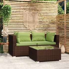 3-teiliges Gartenmöbel-Set und braune synthetische Rattankissen von vidaXL, Gartensets - Ref: Foro24-317554, Preis: 291,61 €,...