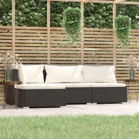 4-teiliges Gartenmöbel-Set und schwarze synthetische Rattankissen von vidaXL, Gartensets - Ref: Foro24-317490, Preis: 266,81 ...