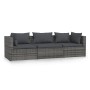 3-sitziges Gartensofa mit grauen synthetischen Rattankissen von vidaXL, Gartensets - Ref: Foro24-317511, Preis: 290,25 €, Rab...