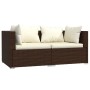 2-Sitzer-Sofa mit braunen synthetischen Rattankissen von vidaXL, Gartensets - Ref: Foro24-317498, Preis: 178,20 €, Rabatt: %