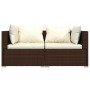 2-seater sofa with brown synthetic rattan cushions by vidaXL, Garden sets - Ref: Foro24-317498, Price: 166,67 €, Discount: %