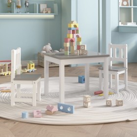 Kindertisch und Stühle 3 Stück in weiß und grau MDF von vidaXL, Möbelsets für Babys und Kleinkinder - Ref: Foro24-10409, Prei...