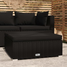 Garden footstool and black synthetic rattan cushion 70x70x30 cm by vidaXL, Modular outdoor sofas - Ref: Foro24-317525, Price:...