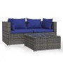 Set de muebles de jardín 3 pzas y cojines ratán sintético gris de vidaXL, Conjuntos de jardín - Ref: Foro24-317565, Precio: 1...