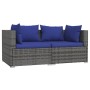 Set de muebles de jardín 3 pzas y cojines ratán sintético gris de vidaXL, Conjuntos de jardín - Ref: Foro24-317565, Precio: 1...