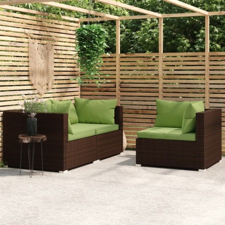 3-piece garden furniture set and brown synthetic rattan cushions by vidaXL, Modular outdoor sofas - Ref: Foro24-317560, Price...