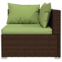 3-teiliges Gartenmöbel-Set und braune Kissen aus synthetischem Rattan von vidaXL, Modulare Sofas für den Außenbereich - Ref: ...