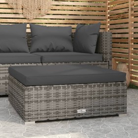 Reposapiés de jardín con cojín ratán sintético gris 70x70x30 cm de vidaXL, Sofás modulares de exterior - Ref: Foro24-317514, ...