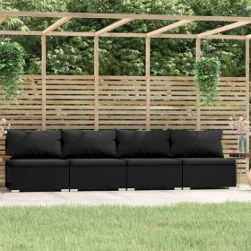 4-Sitzer-Sofa mit schwarzen synthetischen Rattan-Kissen von vidaXL, Gartensets - Ref: Foro24-317530, Preis: 460,99 €, Rabatt: %